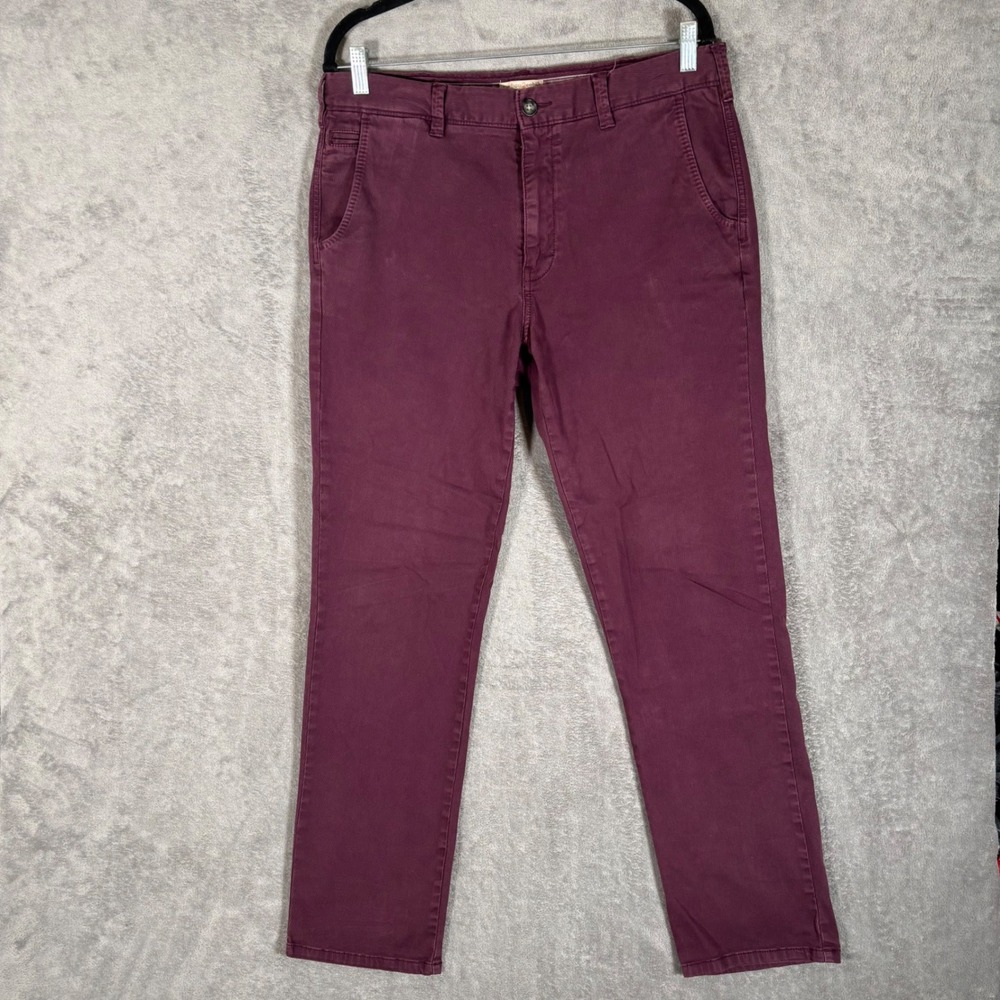 Carbon2Cobalt Mens 34x32 Burgundy Cotton Stretch Twill Chino Pants Wine Red